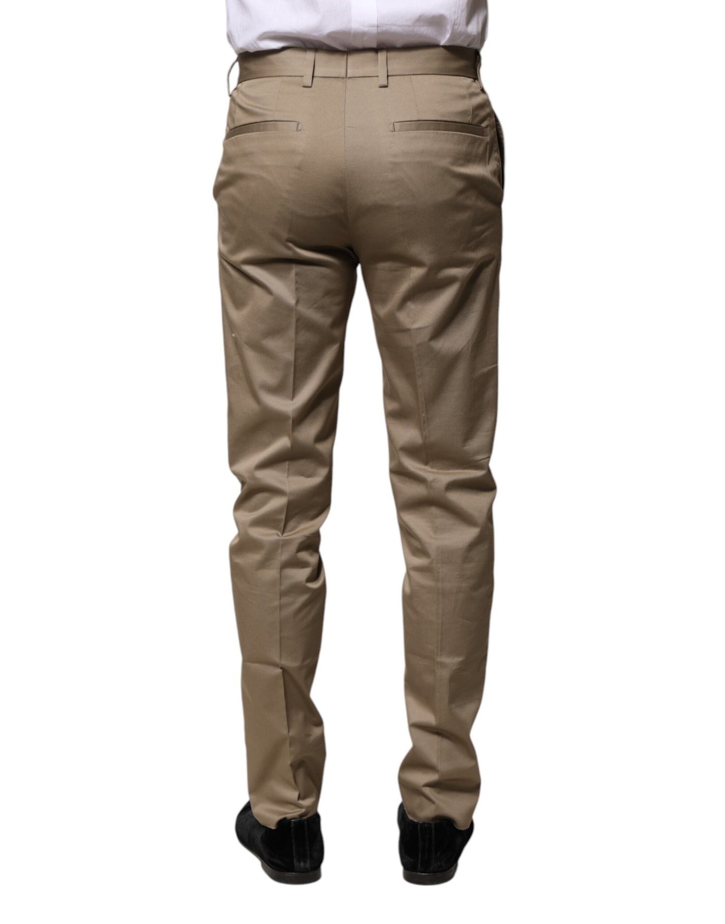 Brown Cotton Formal Men Slim Pants