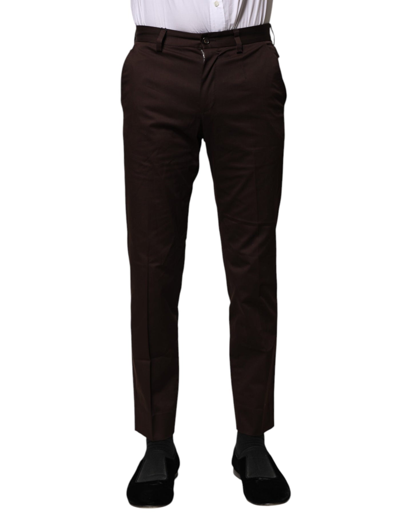 Brown Cotton Formal Dress Pants