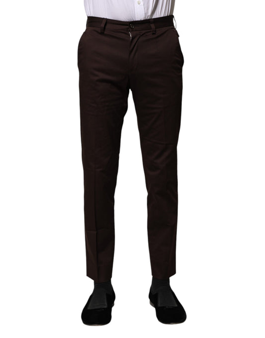 Brown Cotton Formal Dress Pants