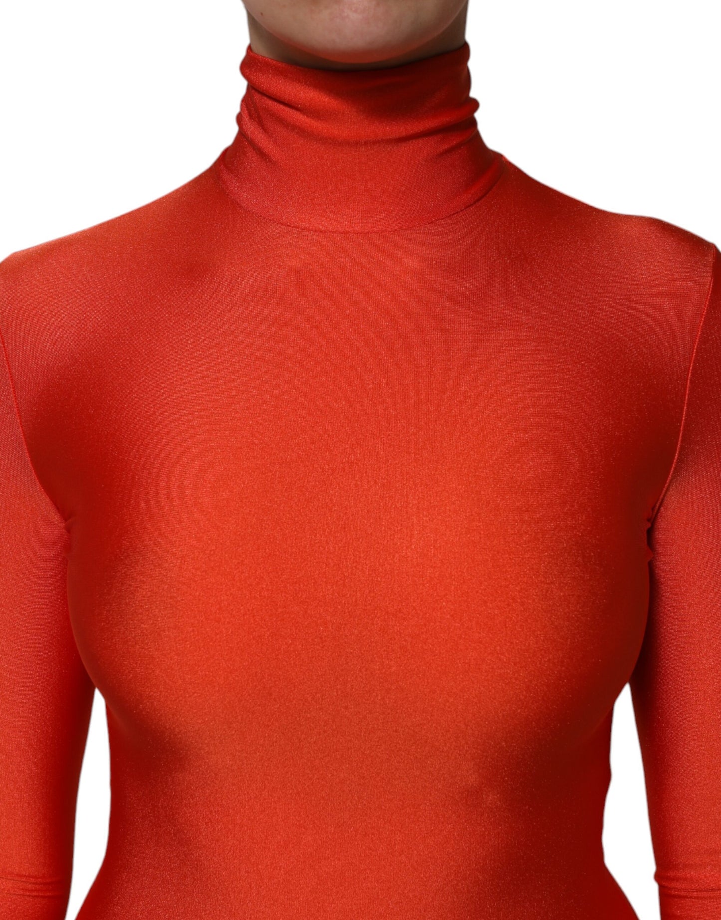 Dolce & Gabbana Red Nylon Turtleneck Bodycon Jumpsuit Dress