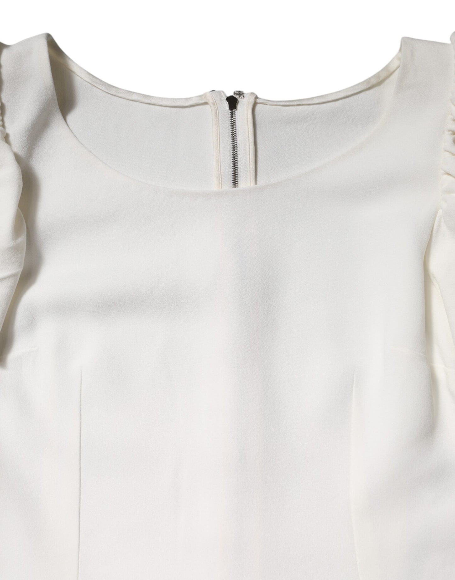 White Viscose Round Neck Short Sleeves Top