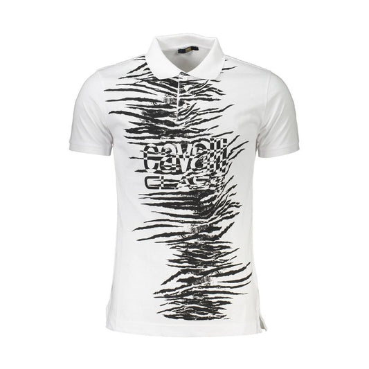 Cavalli Class White Cotton Polo Shirt