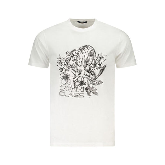 Cavalli Class White Cotton Men T-Shirt