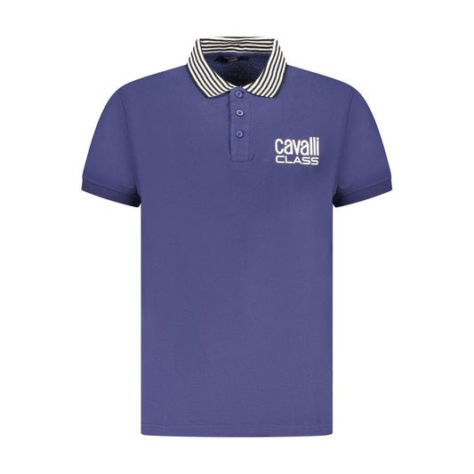 Cavalli Class Blue Cotton Polo Shirt