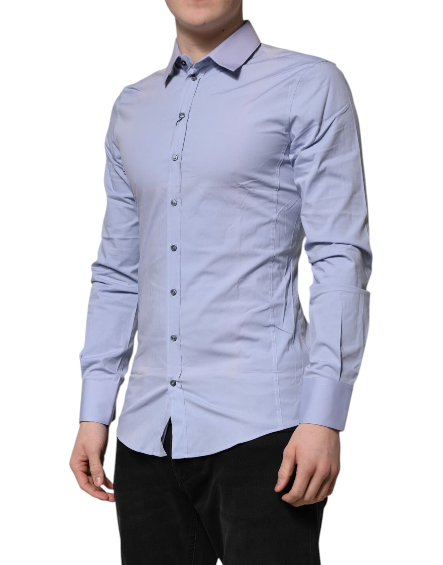 Blue Cotton SICILIA Long Sleeves Dress Shirt