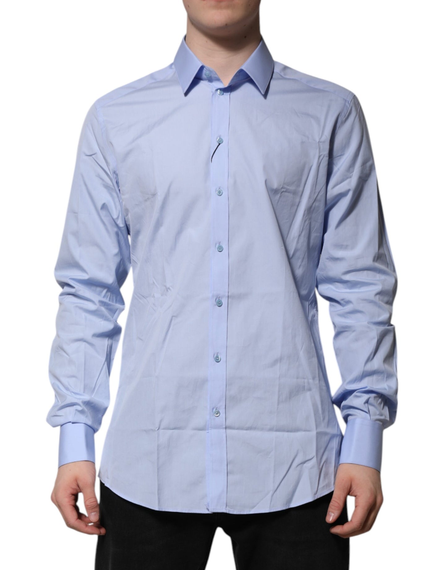 Blue Cotton GOLD Long Sleeves Dress Shirt