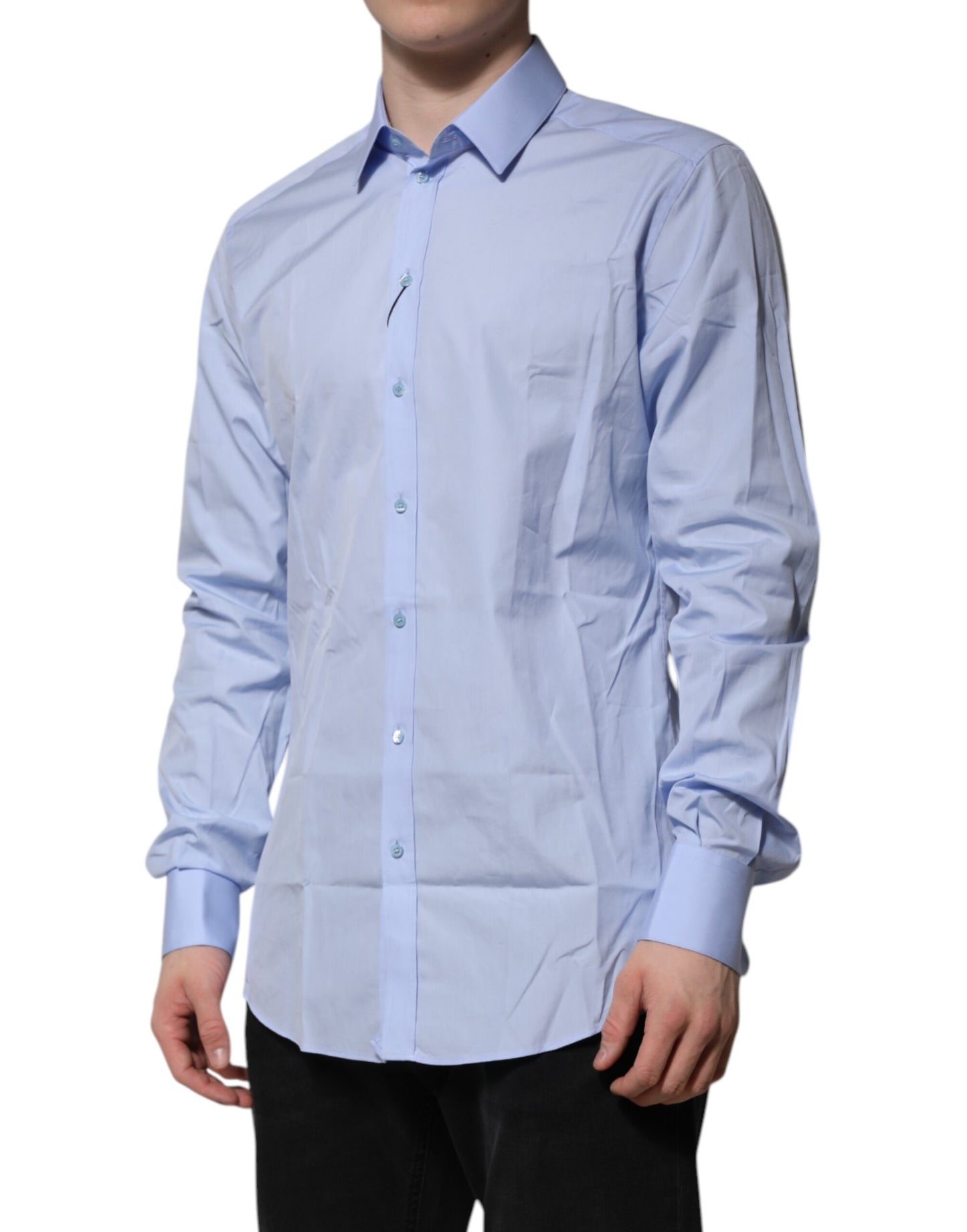 Blue Cotton GOLD Long Sleeves Dress Shirt
