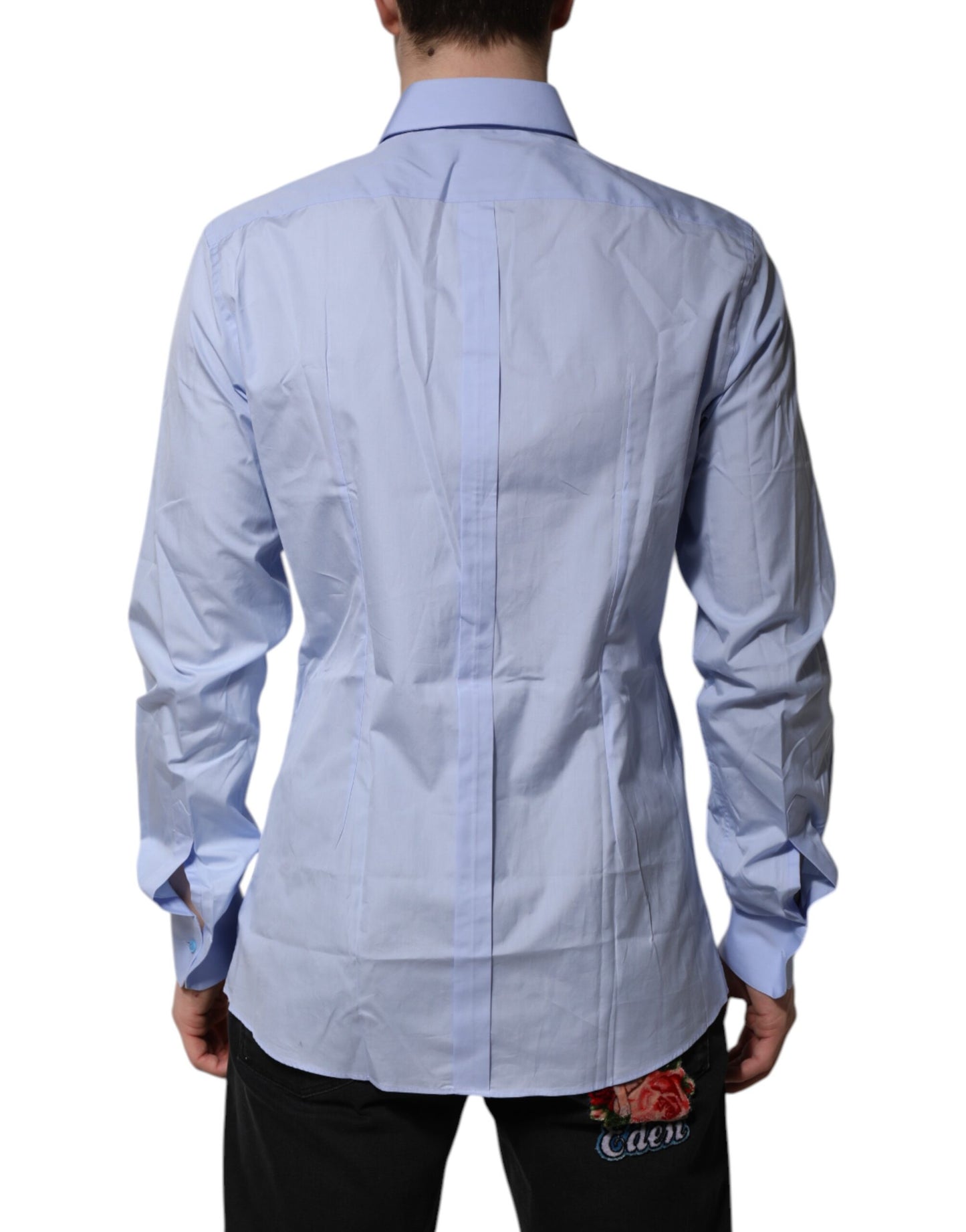 Blue Cotton GOLD Long Sleeves Dress Shirt