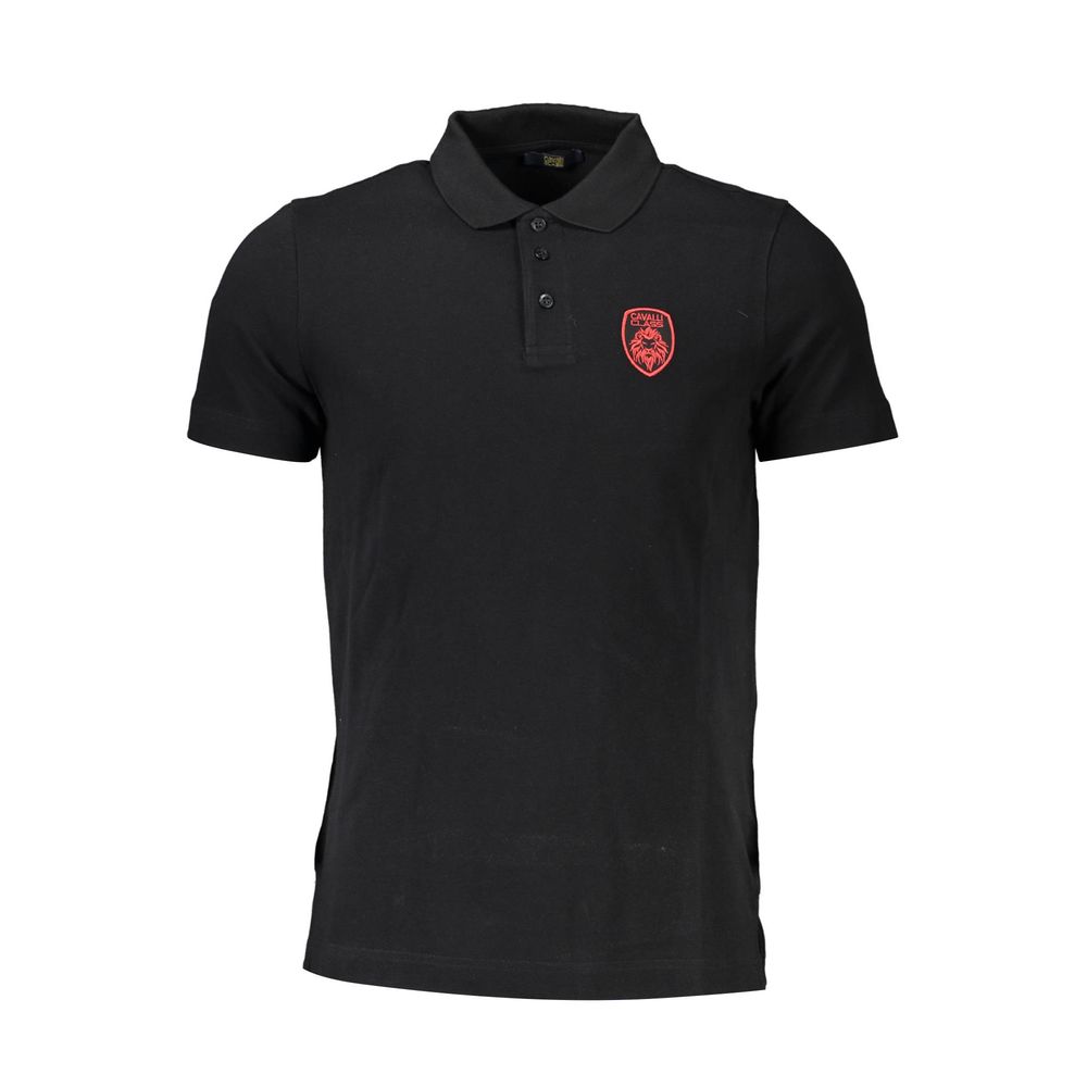 Cavalli Class Black Cotton Polo Shirt