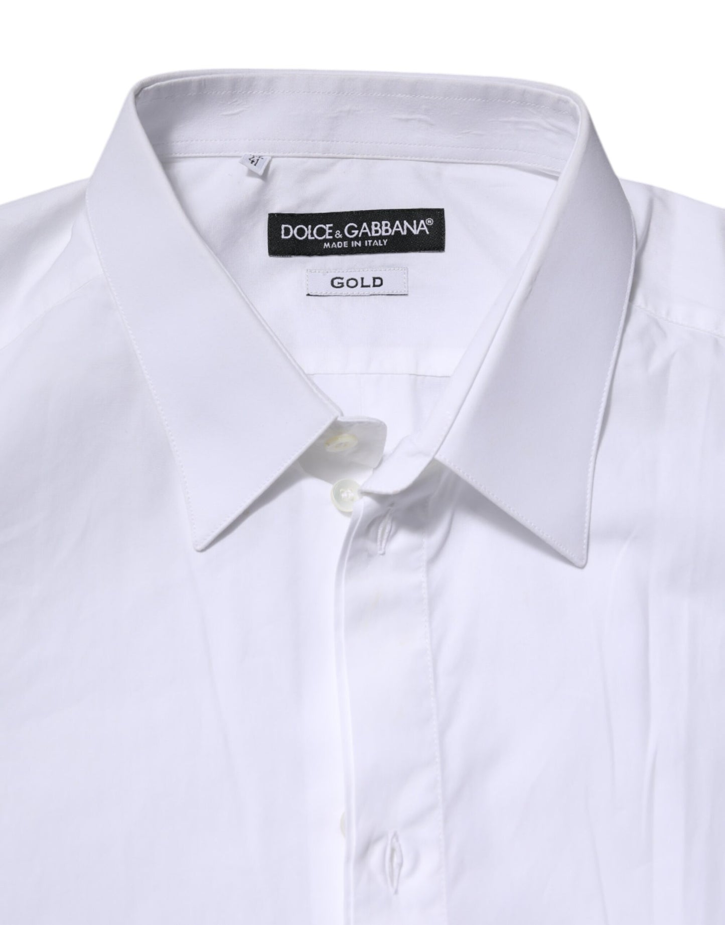 Dolce & Gabbana White Cotton GOLD Long Sleeves Dress Shirt
