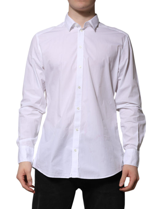 Dolce & Gabbana White Cotton Long Sleeves Dress Formal Shirt