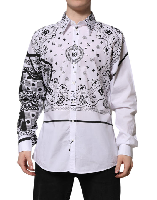 White Bandana Print MARTINI Dress Shirt