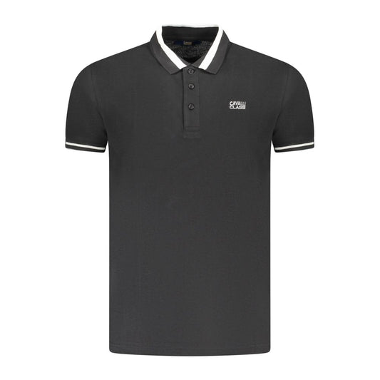 Cavalli Class Black Cotton Polo Shirt