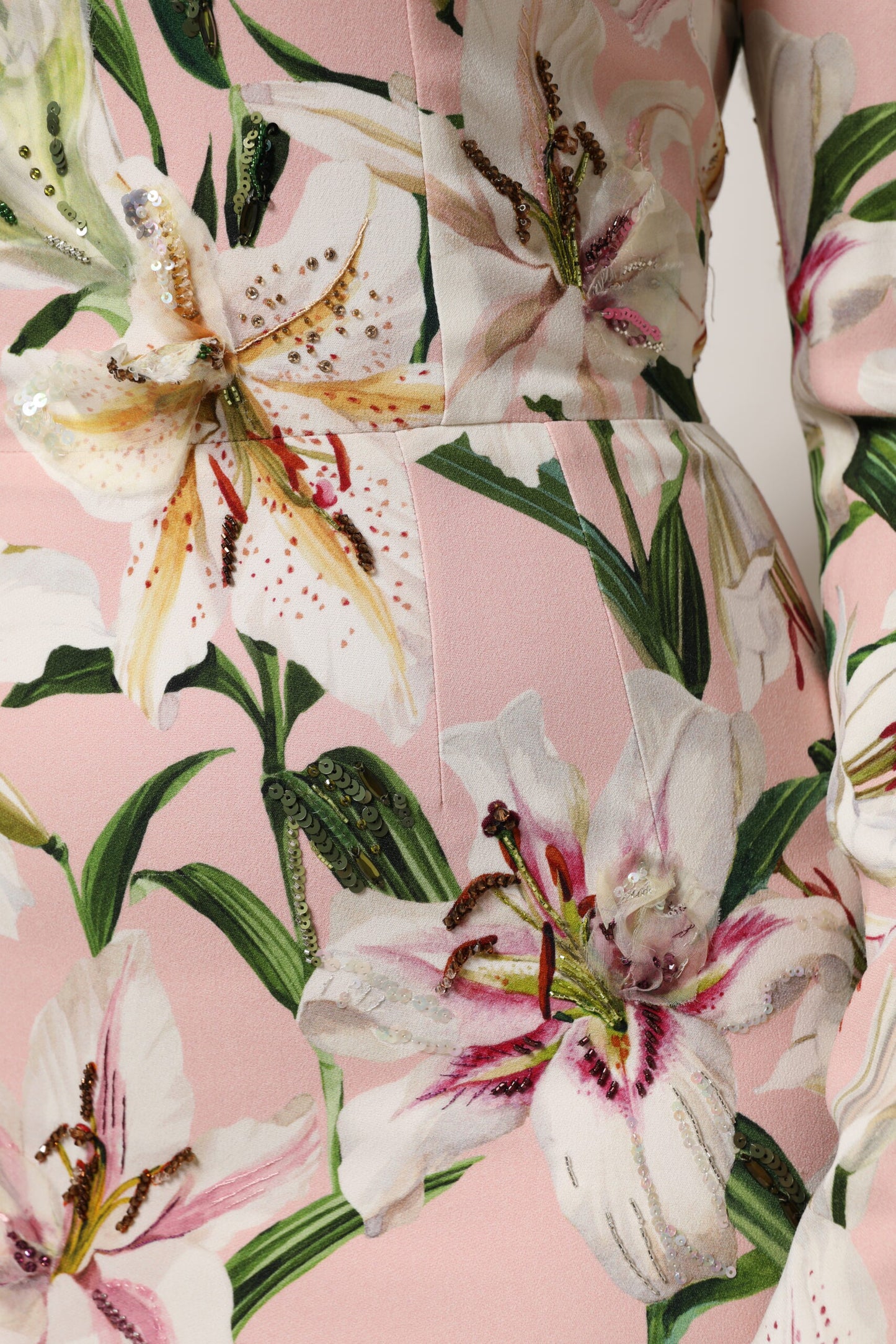 Dolce & Gabbana Pink Lily Viscose Sheath Stretch Midi Dress