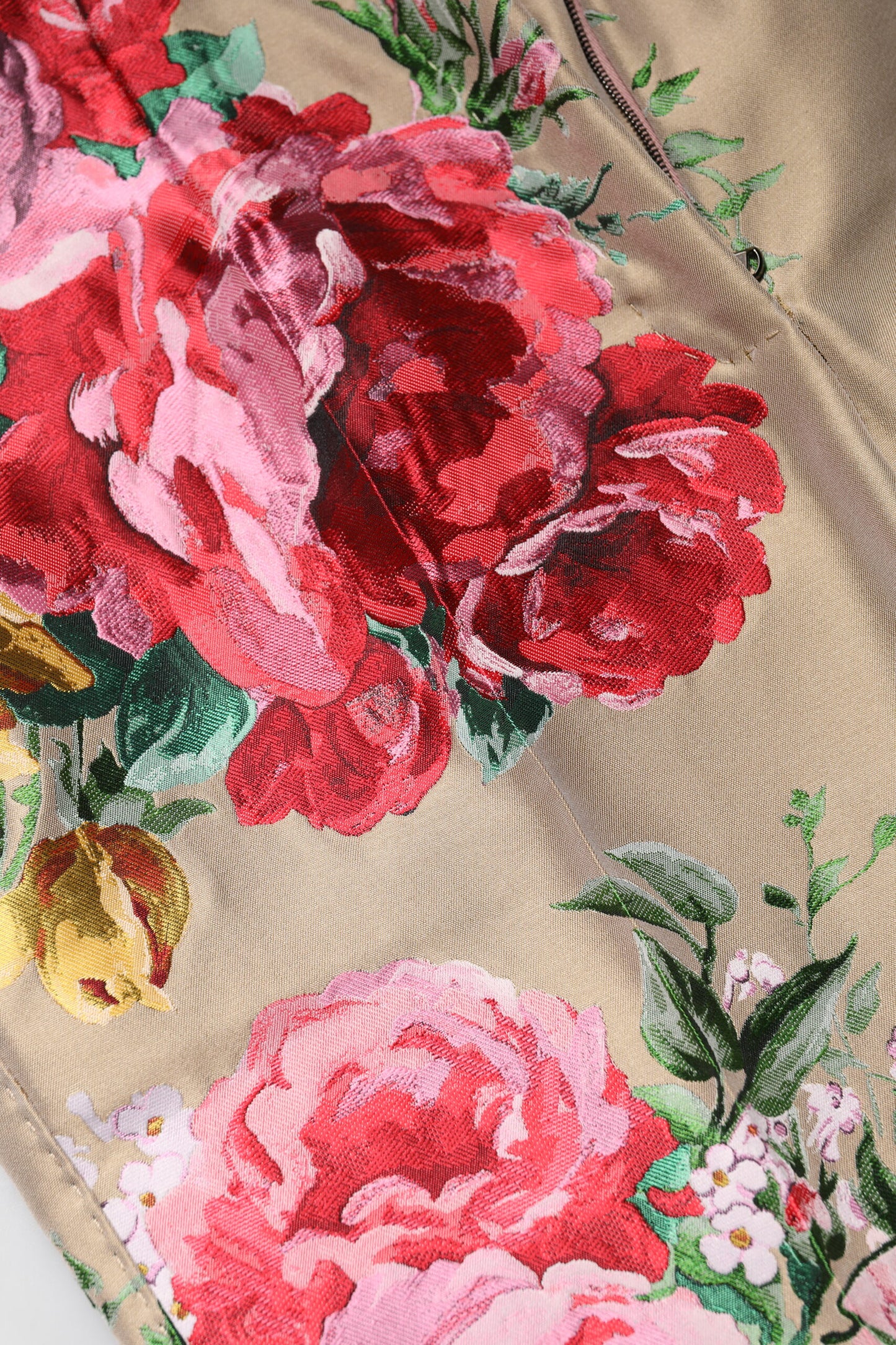 Beige Floral Print Women High Waist Pants