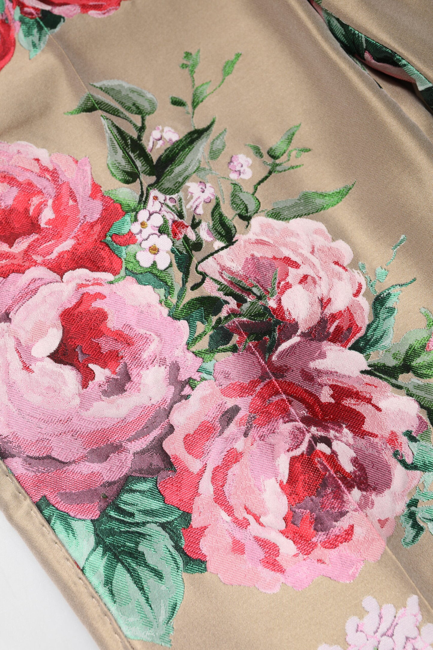 Beige Floral Print Women High Waist Pants