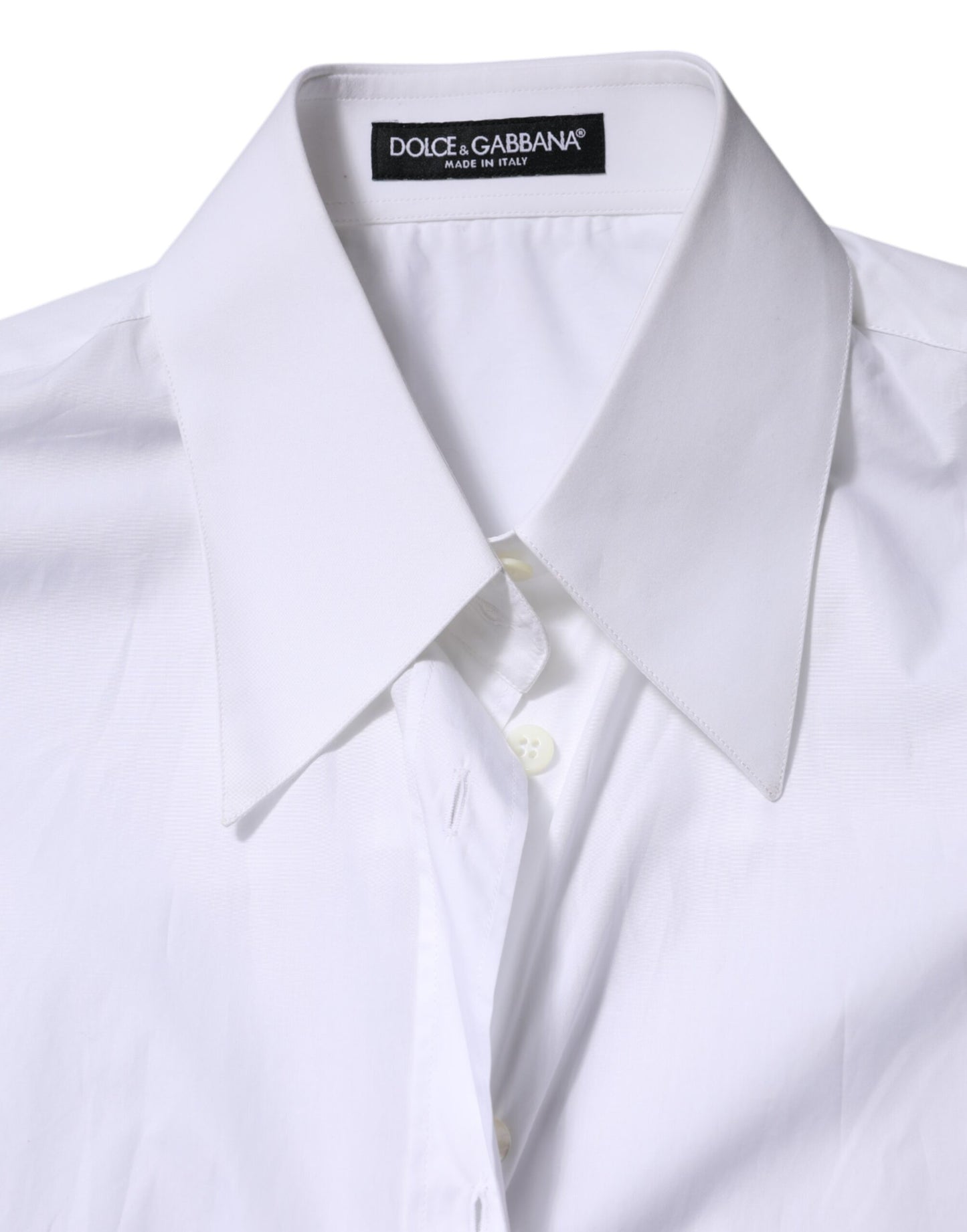 Dolce & Gabbana White Cotton Collared Shirt Long Sleeve Top