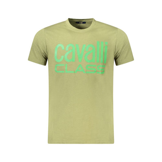 Cavalli Class Green Cotton Men T-Shirt