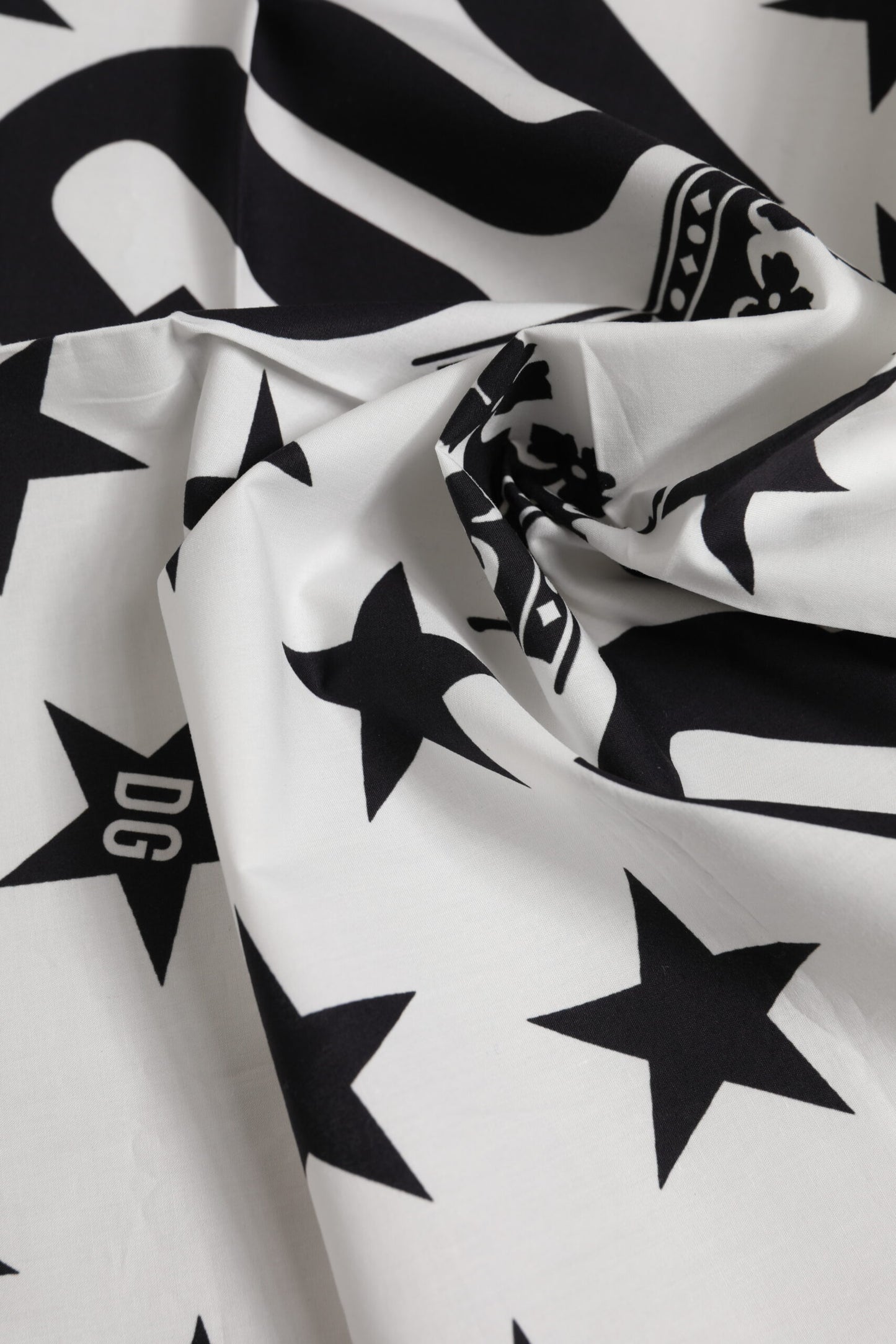 Black White Crown Cotton Square Foulard Scarf