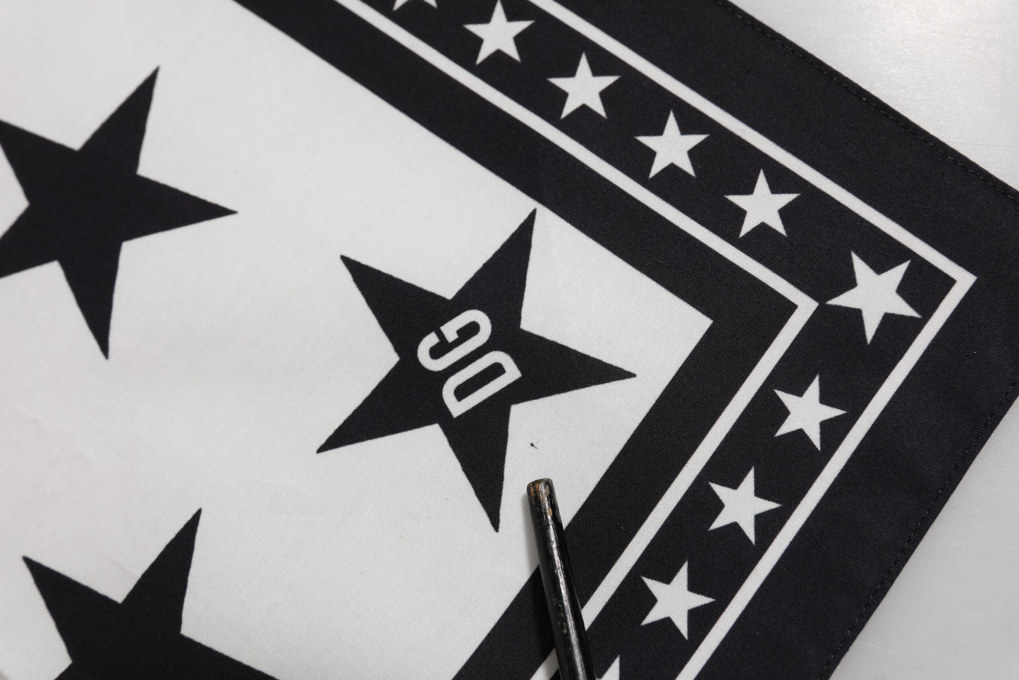 Black White Crown Cotton Square Foulard Scarf