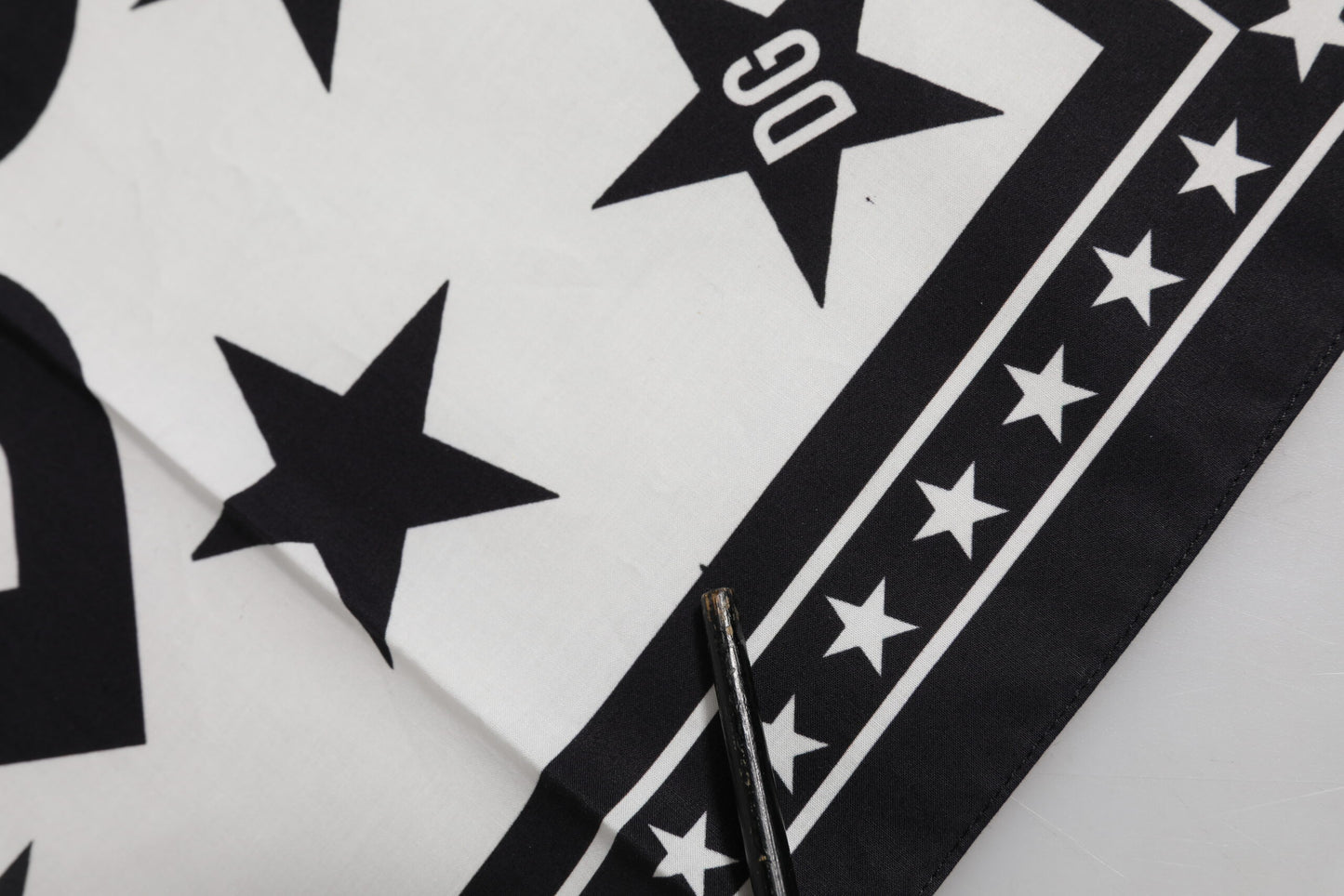 Black White Crown Cotton Square Foulard Scarf