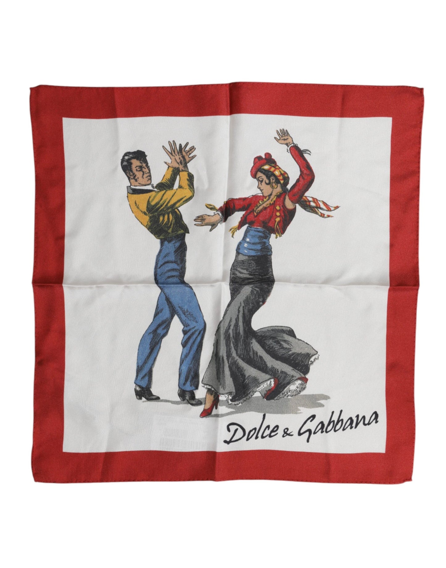 White Printed Silk Square Men Foulard Scarf