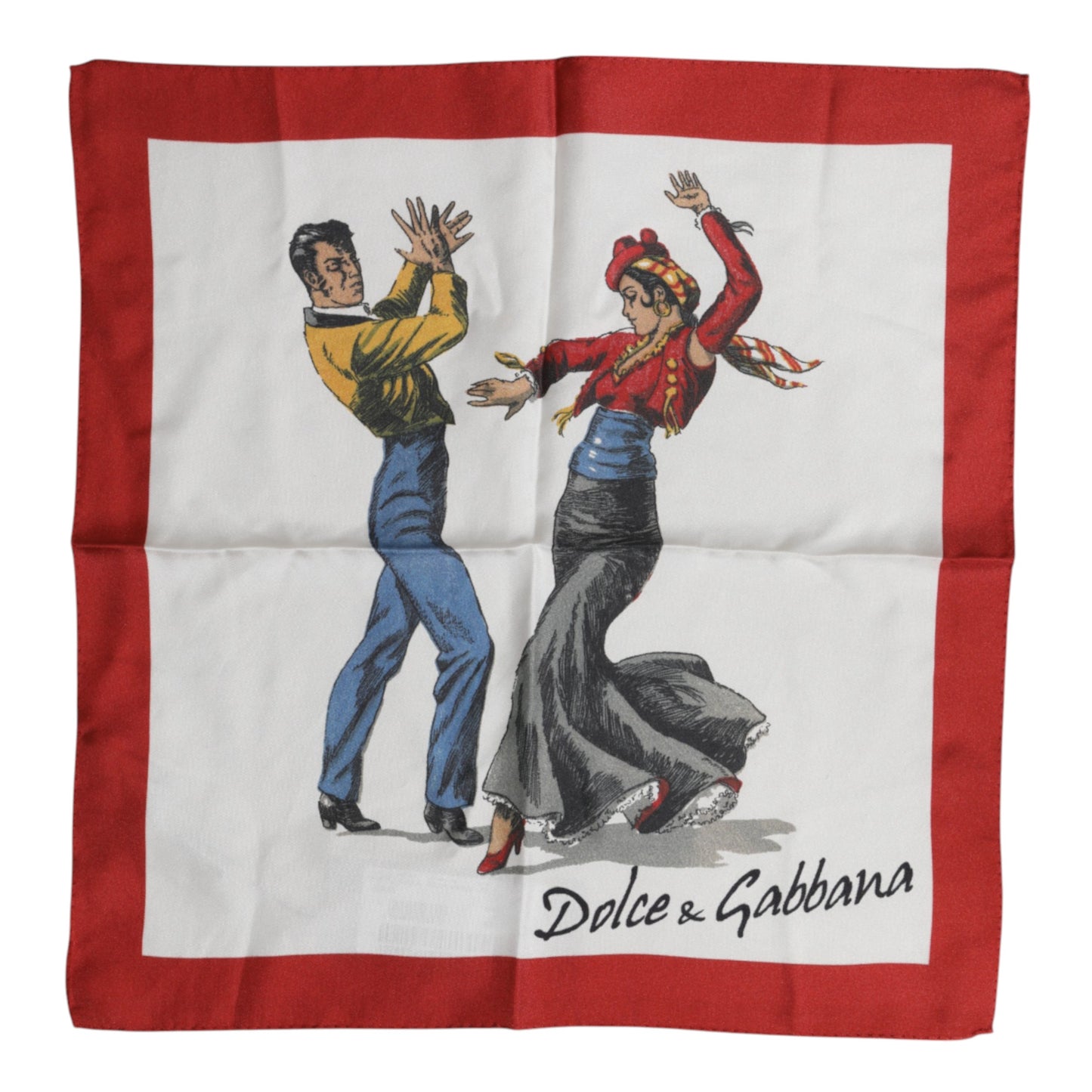 White Printed Silk Square Men Foulard Scarf