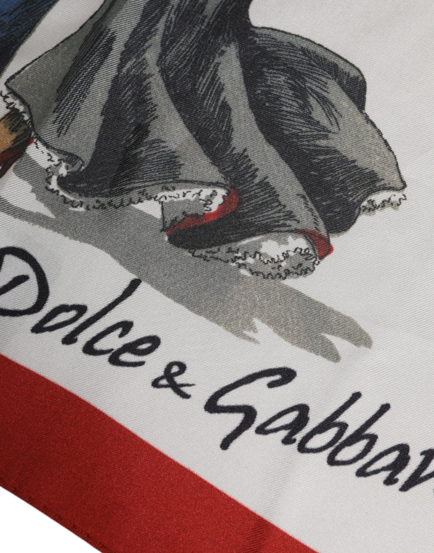 White Printed Silk Square Men Foulard Scarf