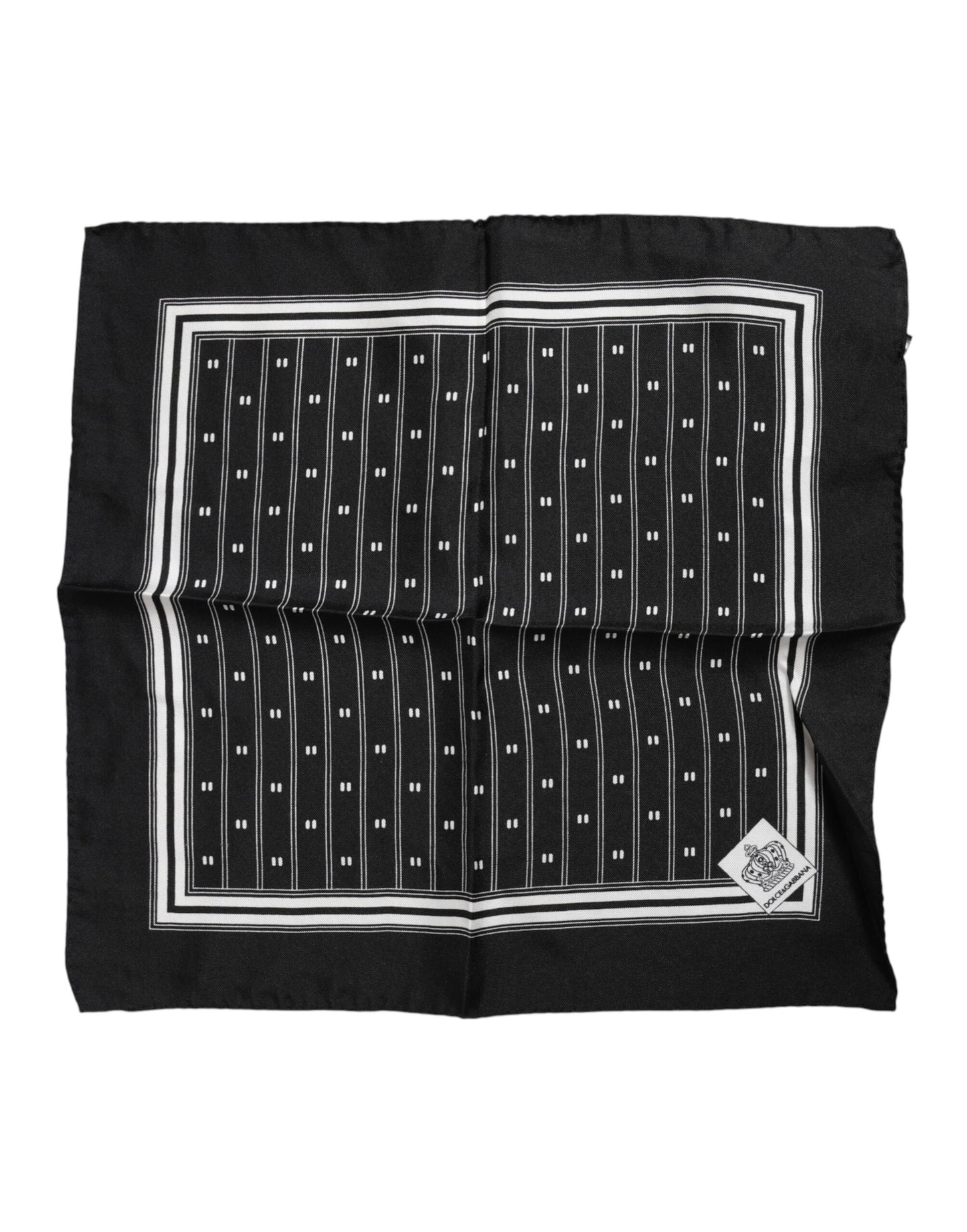 Black White Printed Silk Square Foulard Scarf