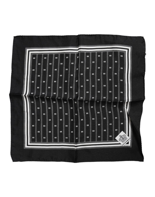 Black White Printed Silk Square Foulard Scarf