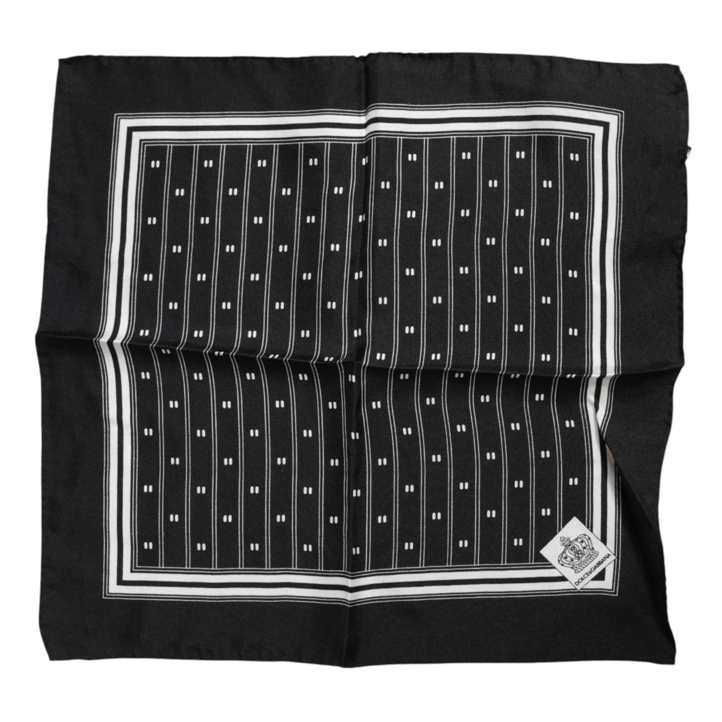 Black White Printed Silk Square Foulard Scarf