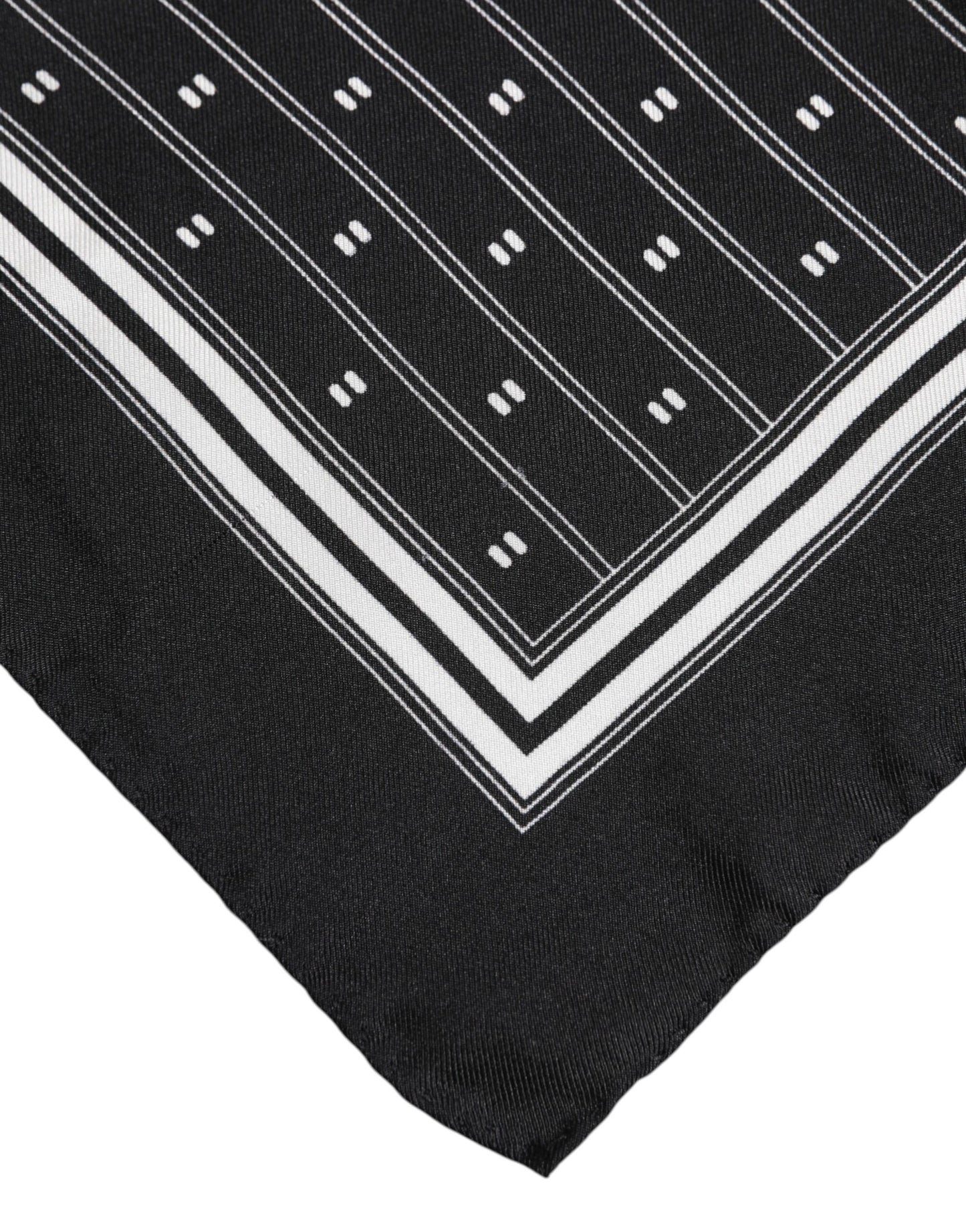 Black White Printed Silk Square Foulard Scarf