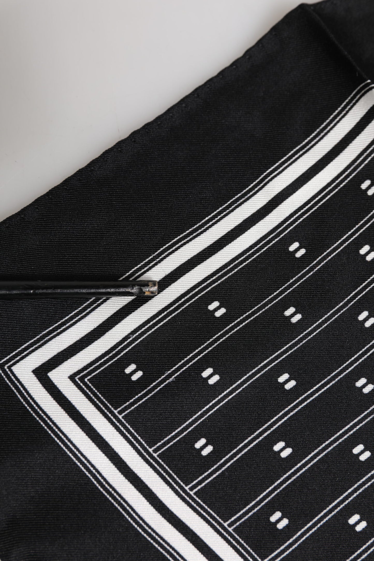 Black White Printed Silk Square Foulard Scarf