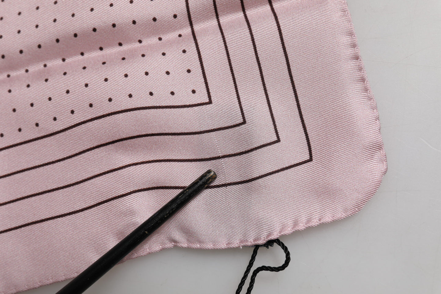 Beige Dotted Silk Square Men Foulard Scarf