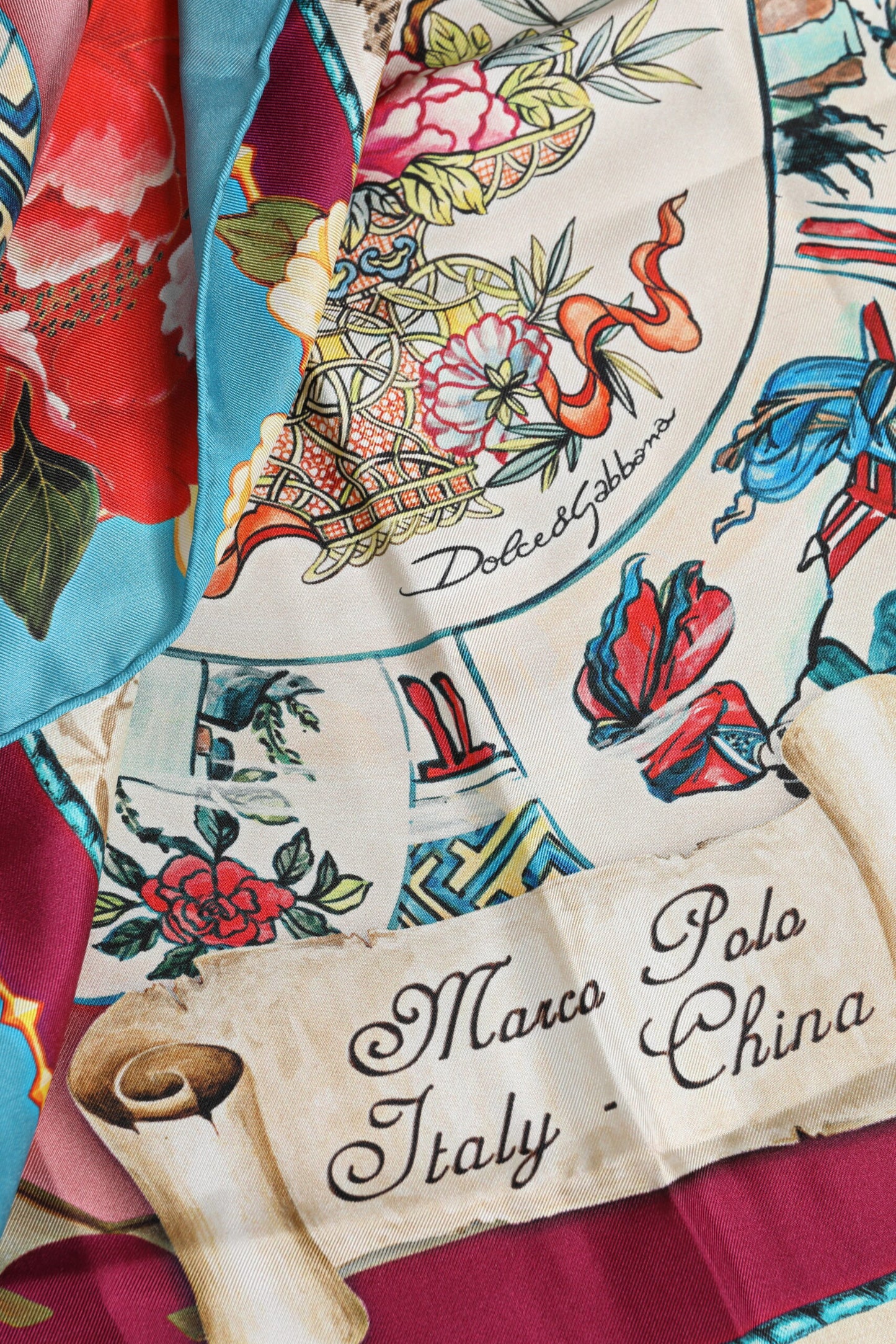 Multicolor Floral Print Square Foulard Scarf