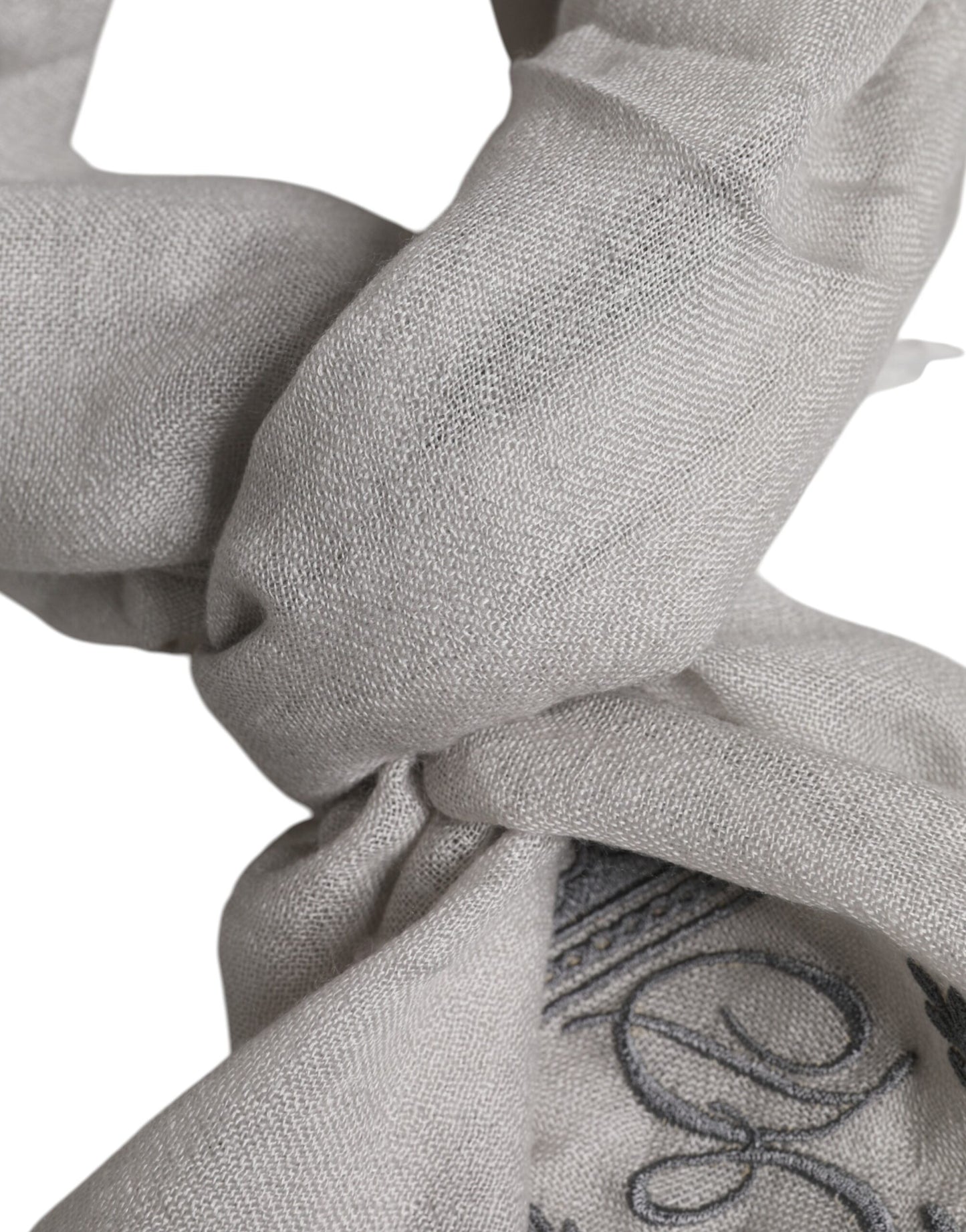 Dolce & Gabbana Gray DG Crown Neck Warmer Wrap Shawl Scarf