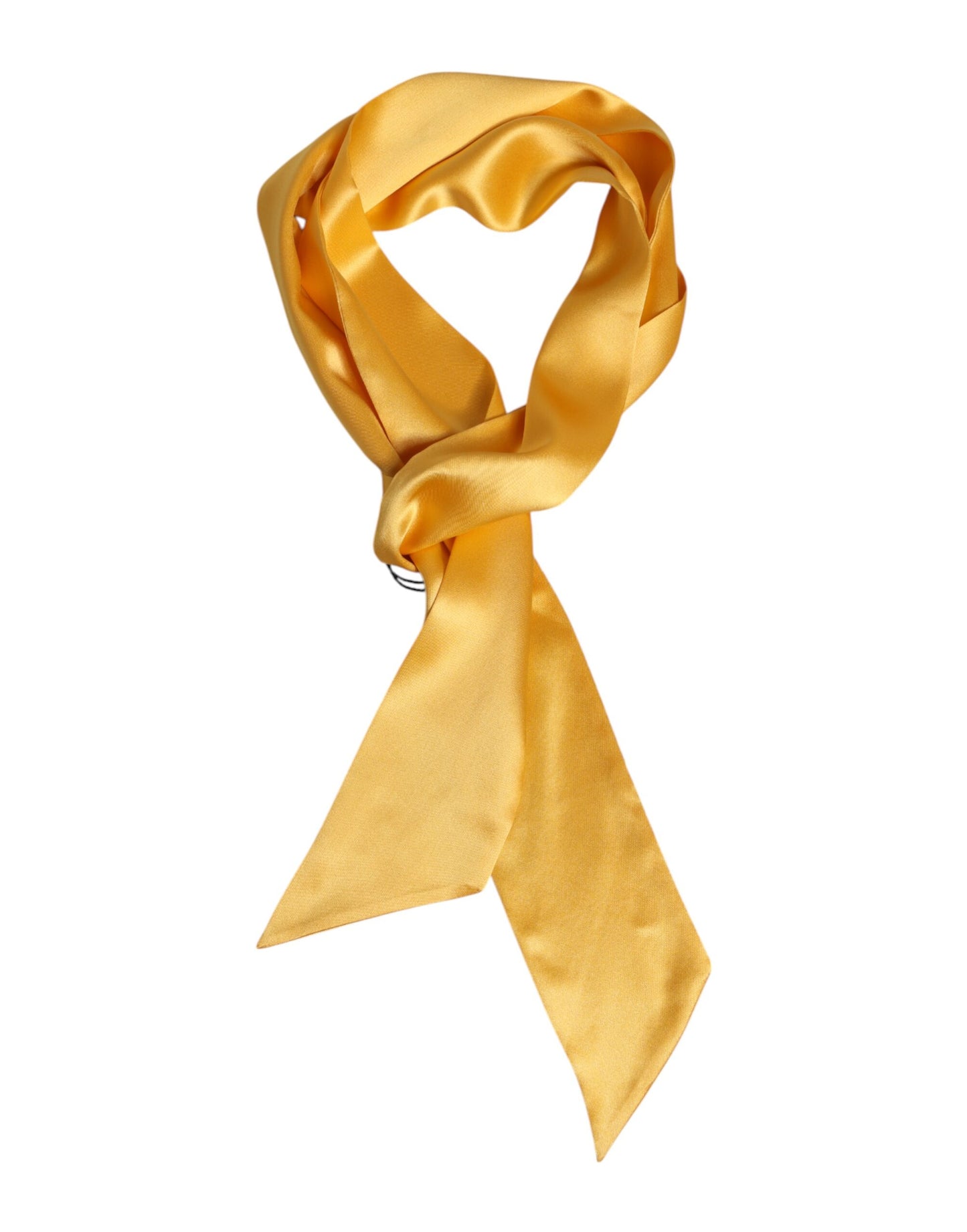 Yellow Satin Silk Skinny Foulard Wrap Scarf