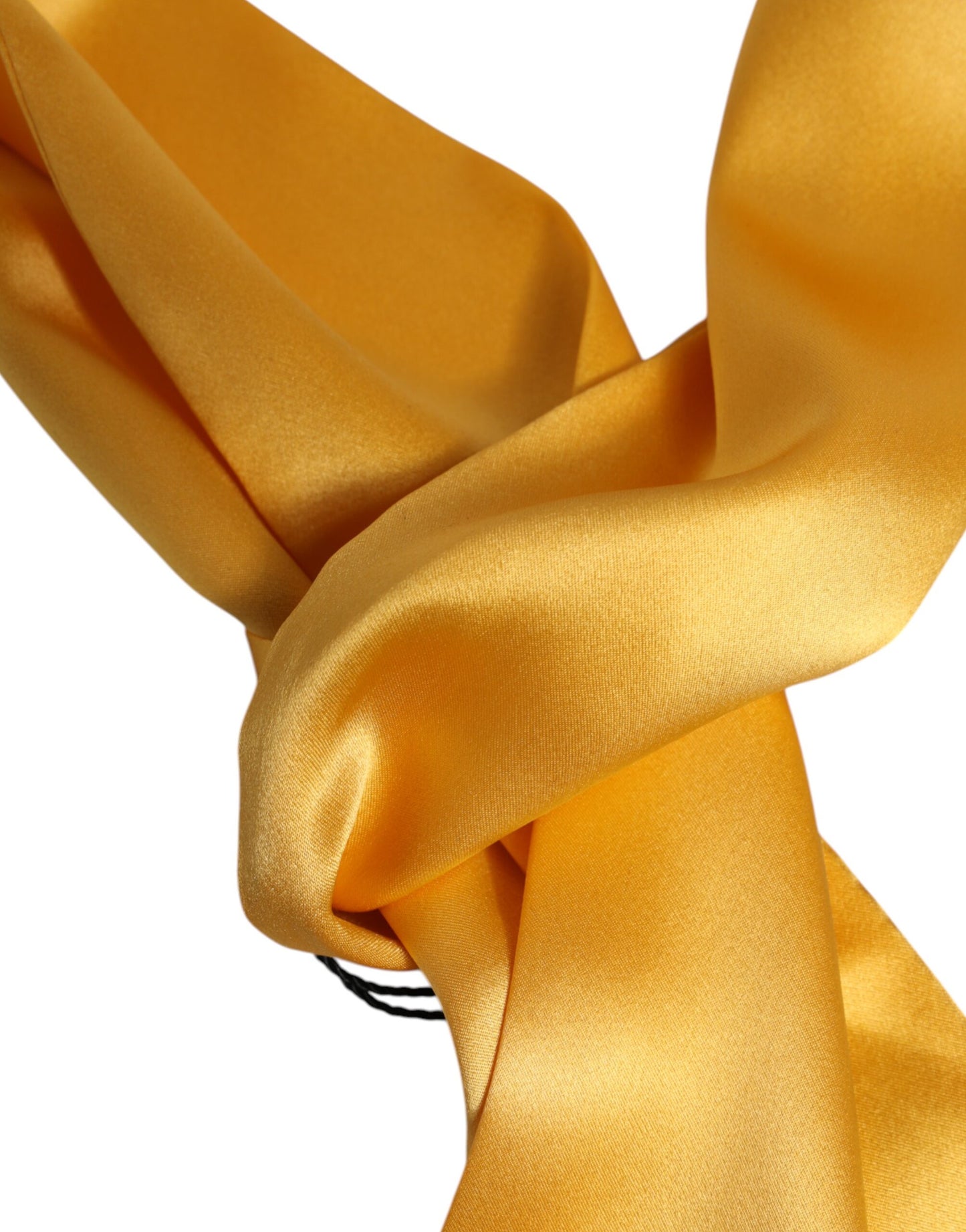 Yellow Satin Silk Skinny Foulard Wrap Scarf