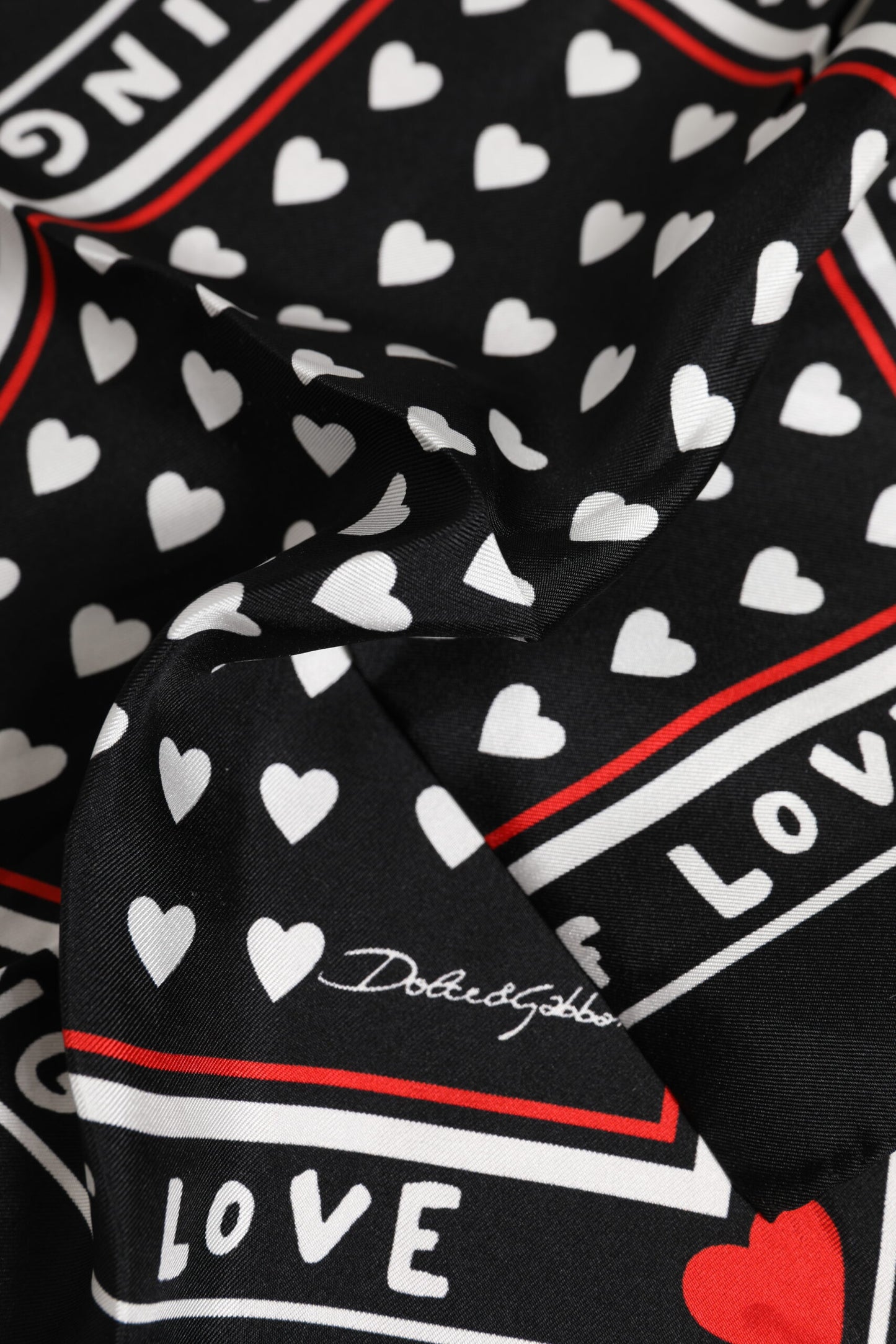 Dolce & Gabbana Black Printed Silk Square Men Foulard Scarf