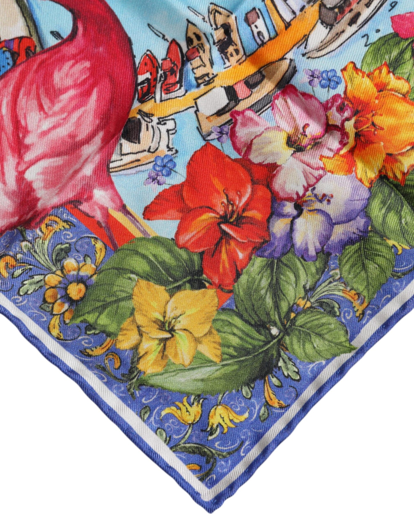 Multicolor Graphic Print Square Foulard Scarf