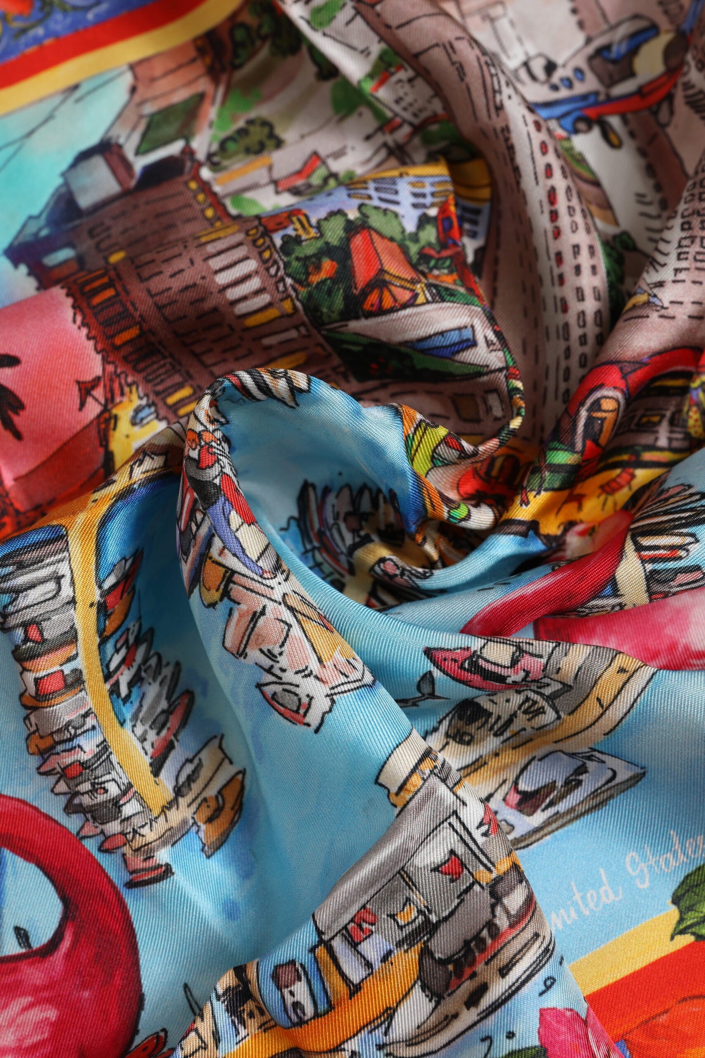 Multicolor Graphic Print Square Foulard Scarf