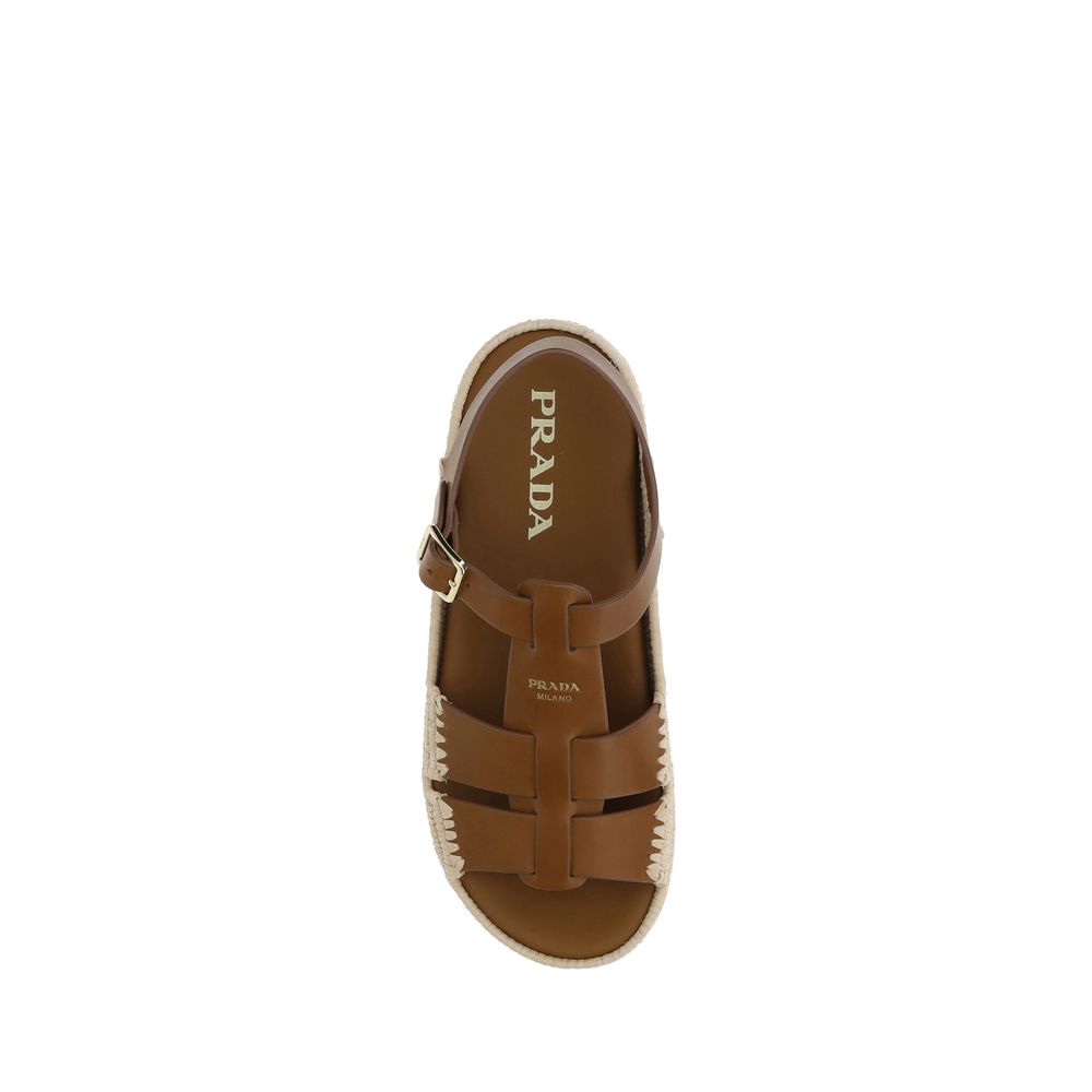 Leather and Raffia Sandals