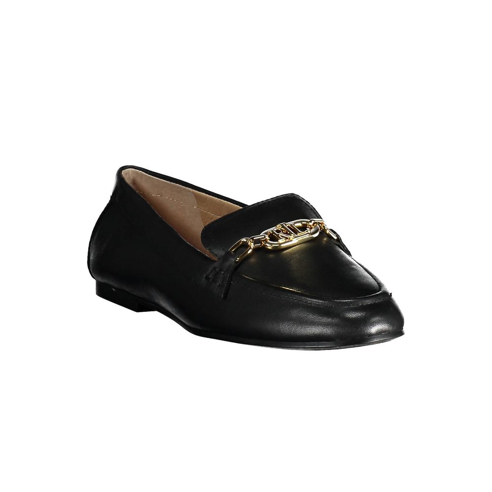 Black Leather Flat Shoe