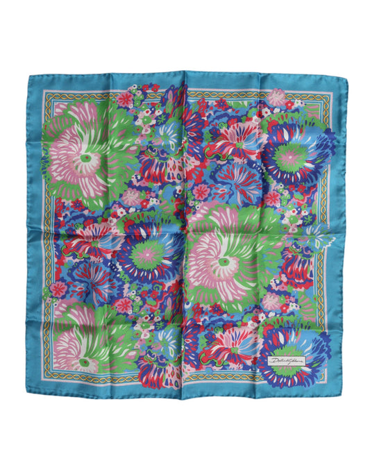 Multicolor Floral Print Square Foulard Scarf