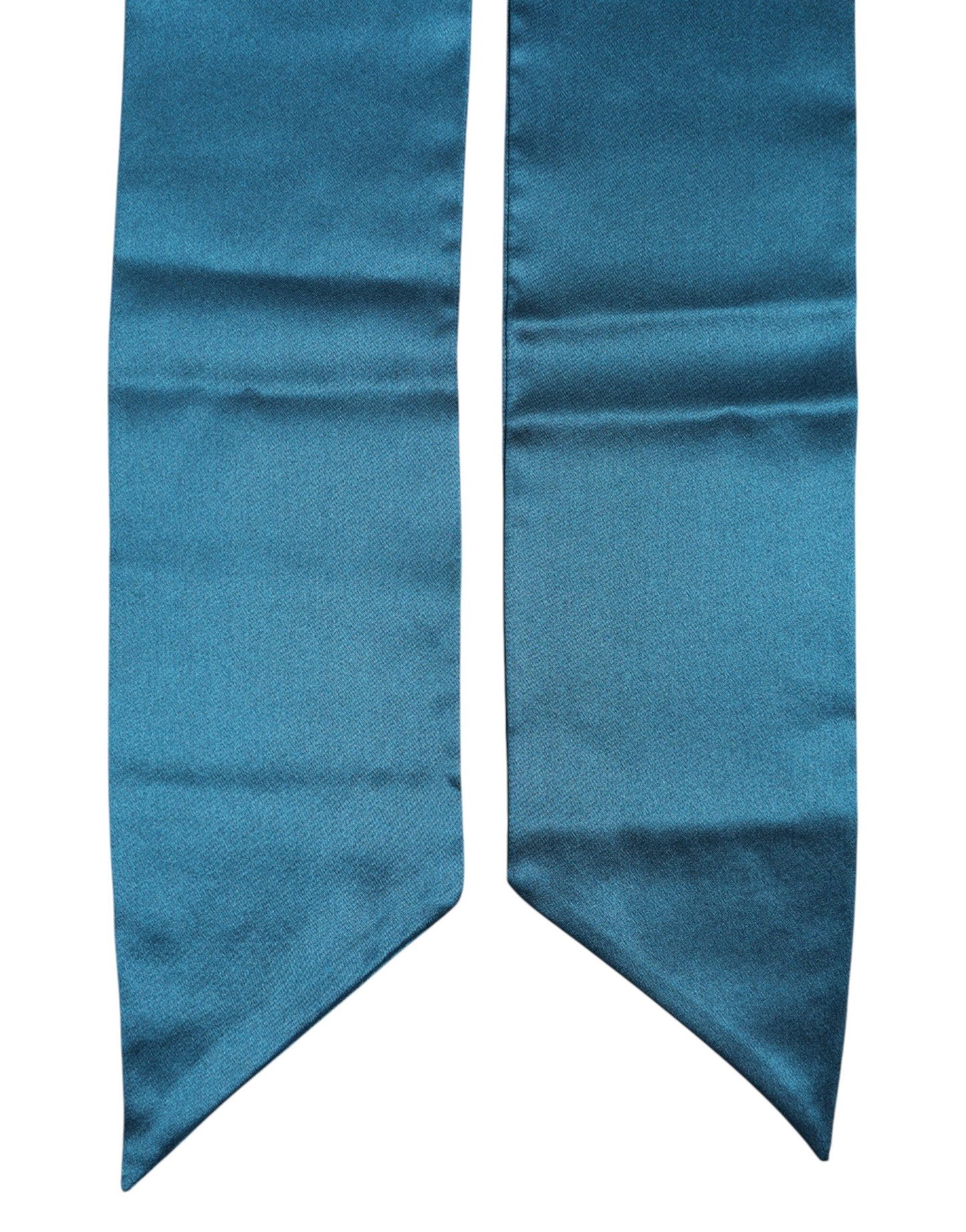 Blue Satin Silk Skinny Foulard Wrap Scarf