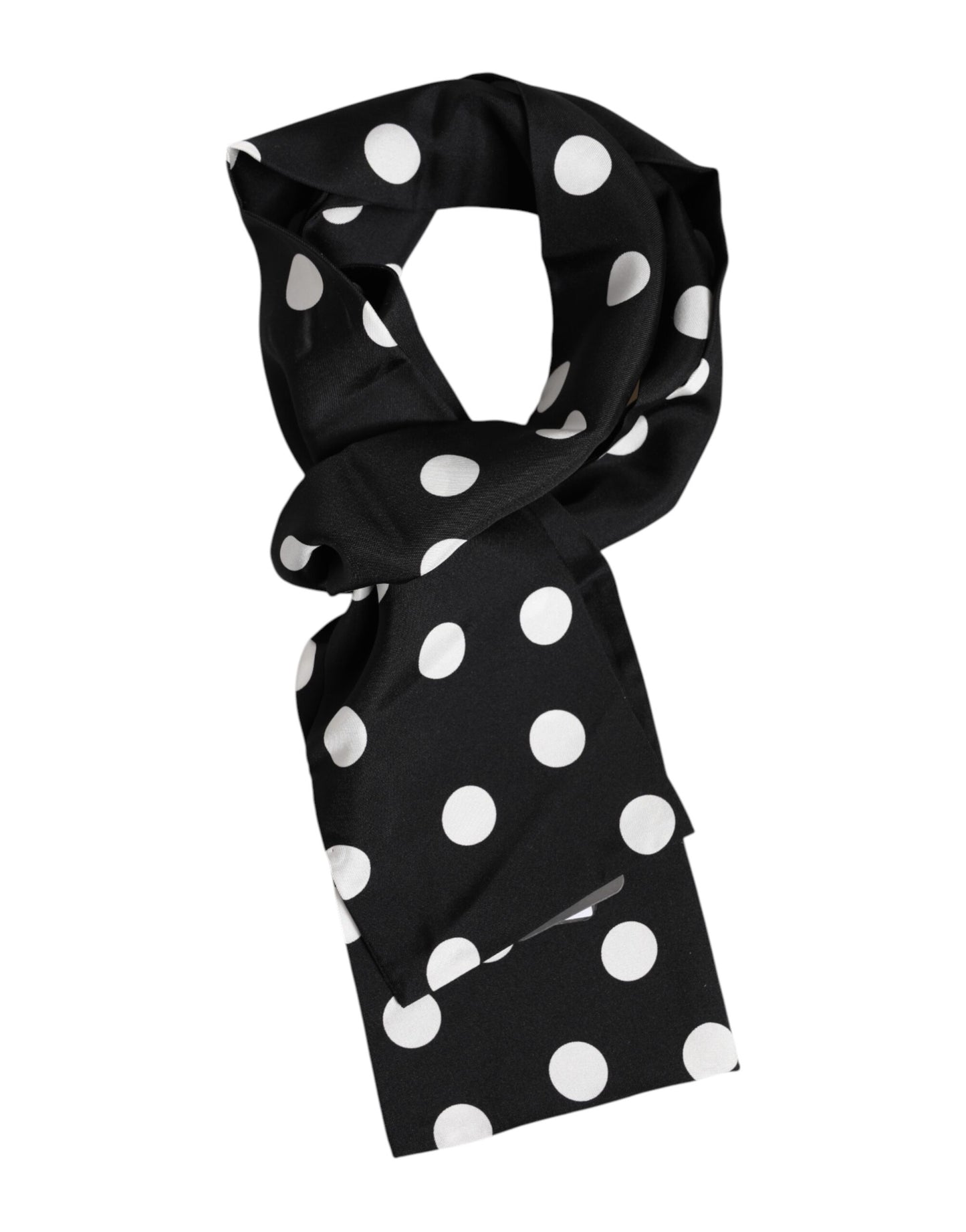Black White Polka Dot Silk Men Foulard Scarf