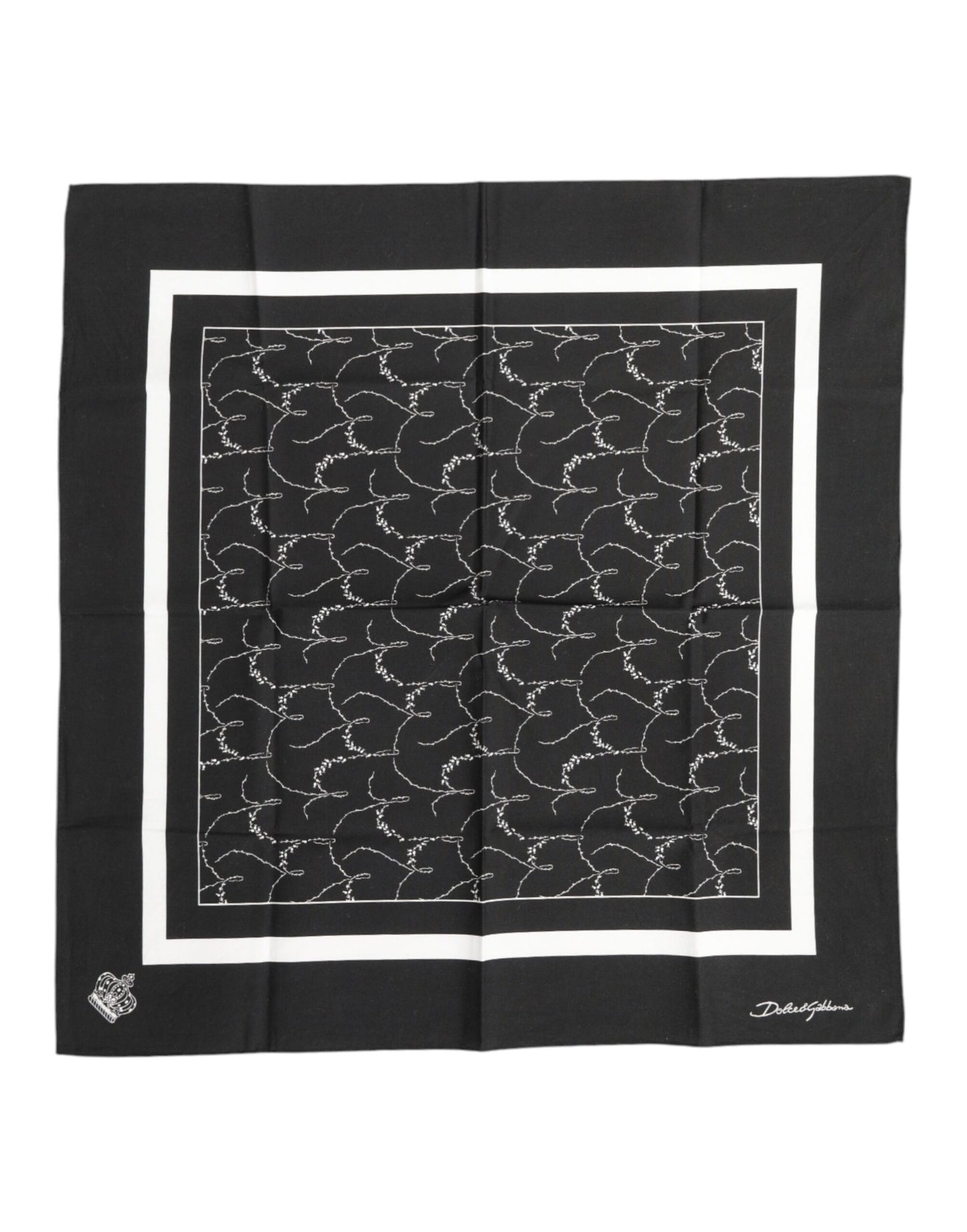 Black White Printed Square Foulard Scarf