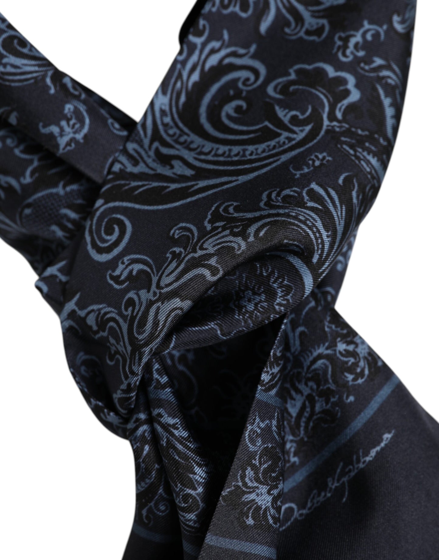 Blue Printed Silk Fringes Men Foulard Scarf
