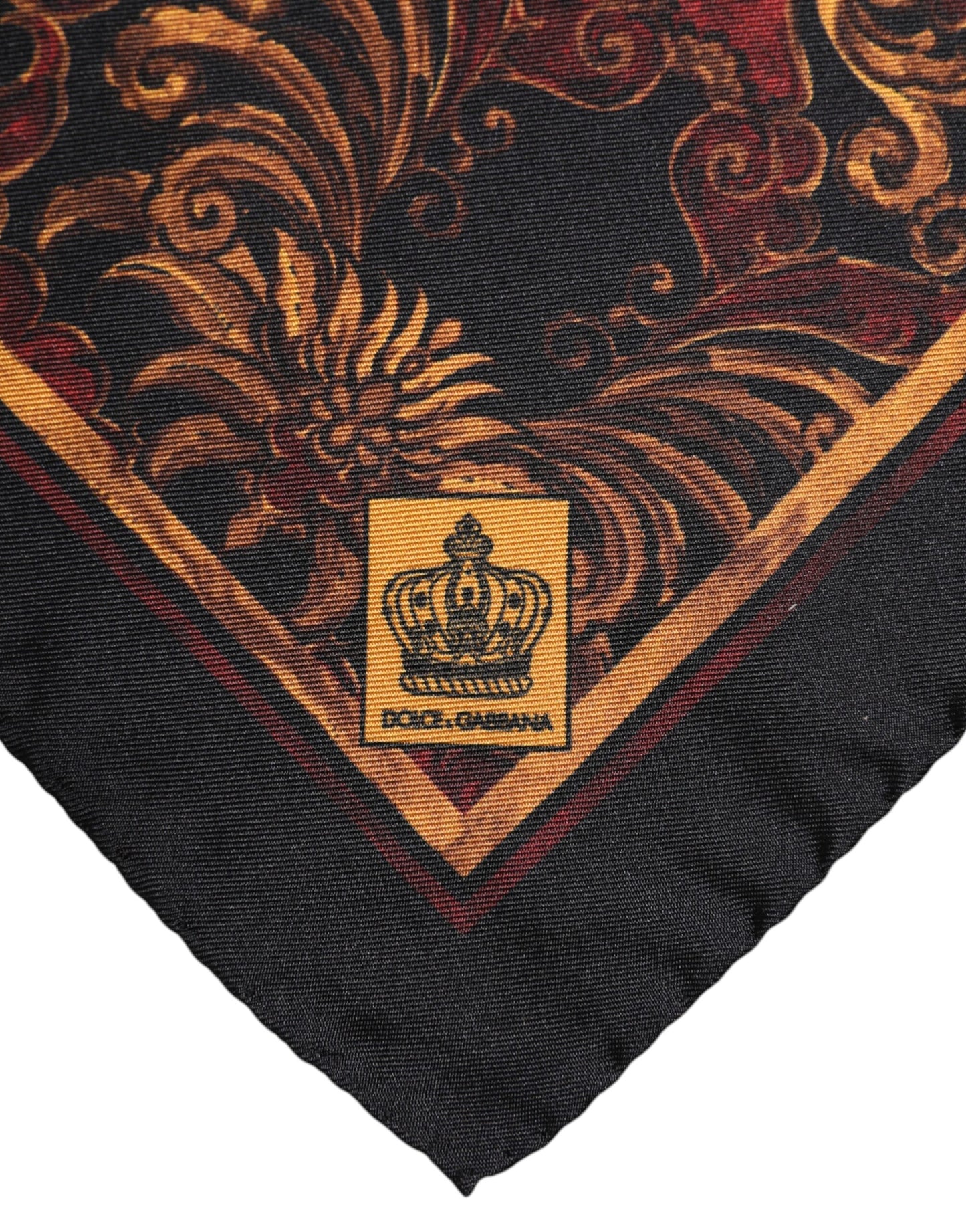 Black Floral Silk Square Men Foulard Scarf