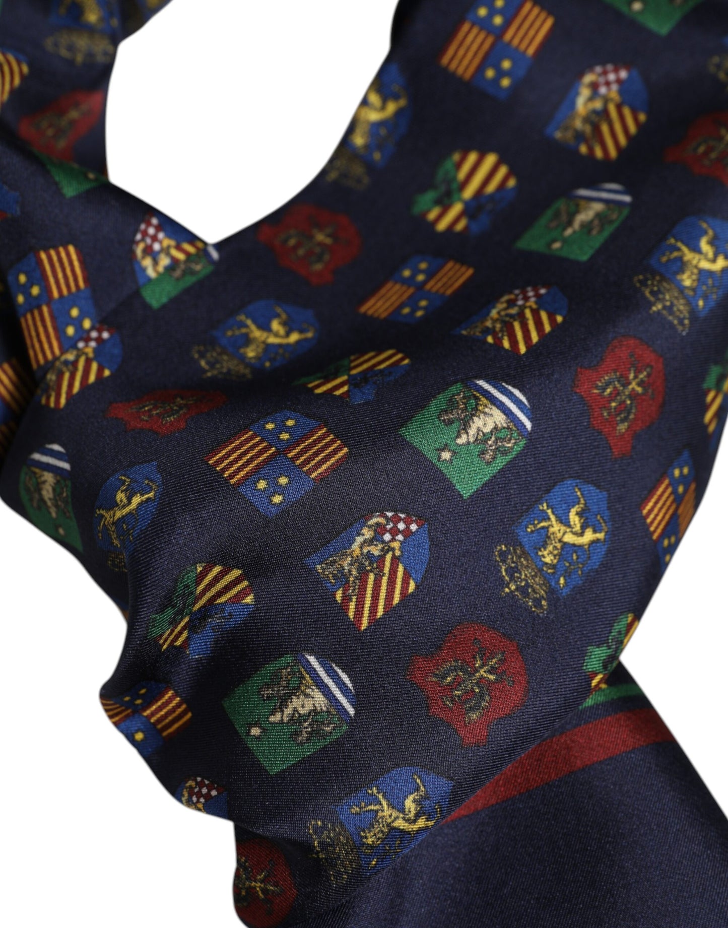 Dolce & Gabbana Blue Silk Printed Fringes Foulard Scarf